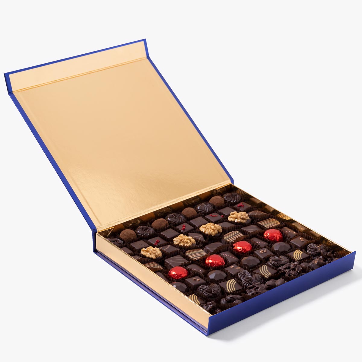 Bombones negros caja 700g, presentación a granel.