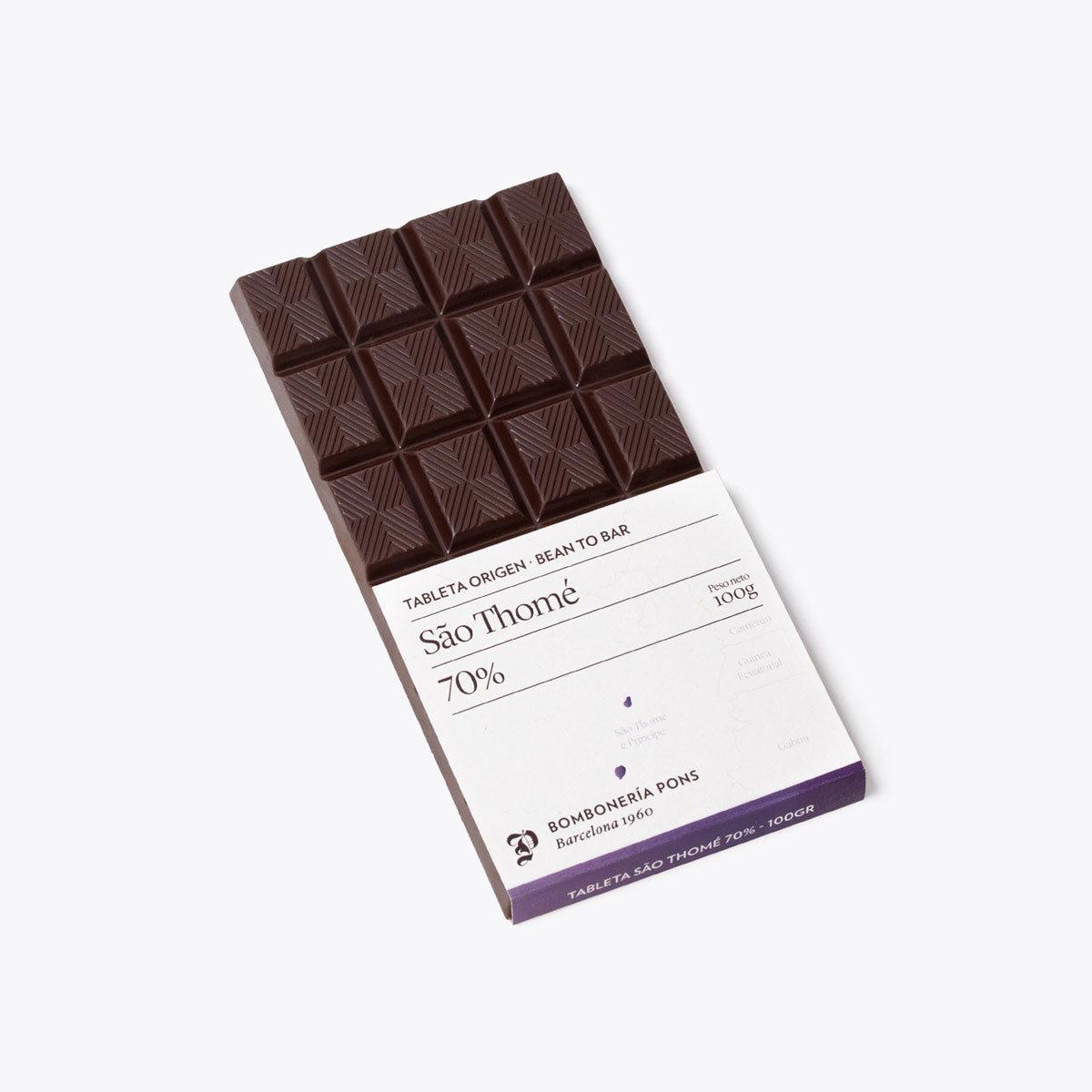 Producto a granel: Sao thome tableta de chocolate negro 70 100g.