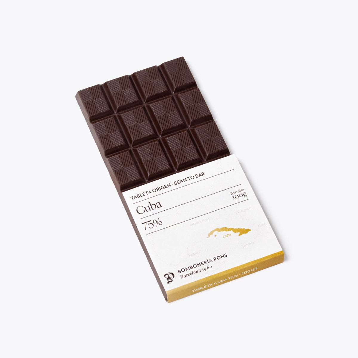 Cuba tableta de chocolate negro 66 100g, presentación a granel.