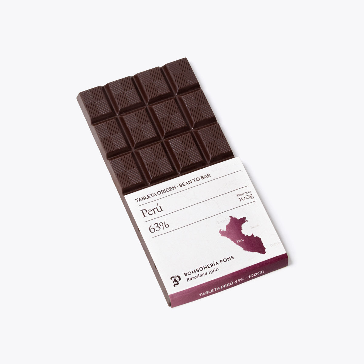 Producto a granel: Peru tableta de chocolate negro 63 100g.