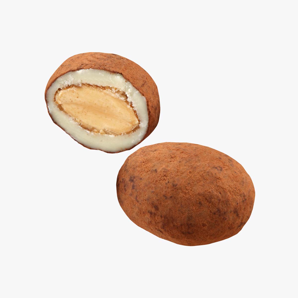 Presentación de Almendras al cacao caja 250g, en formato a granel.