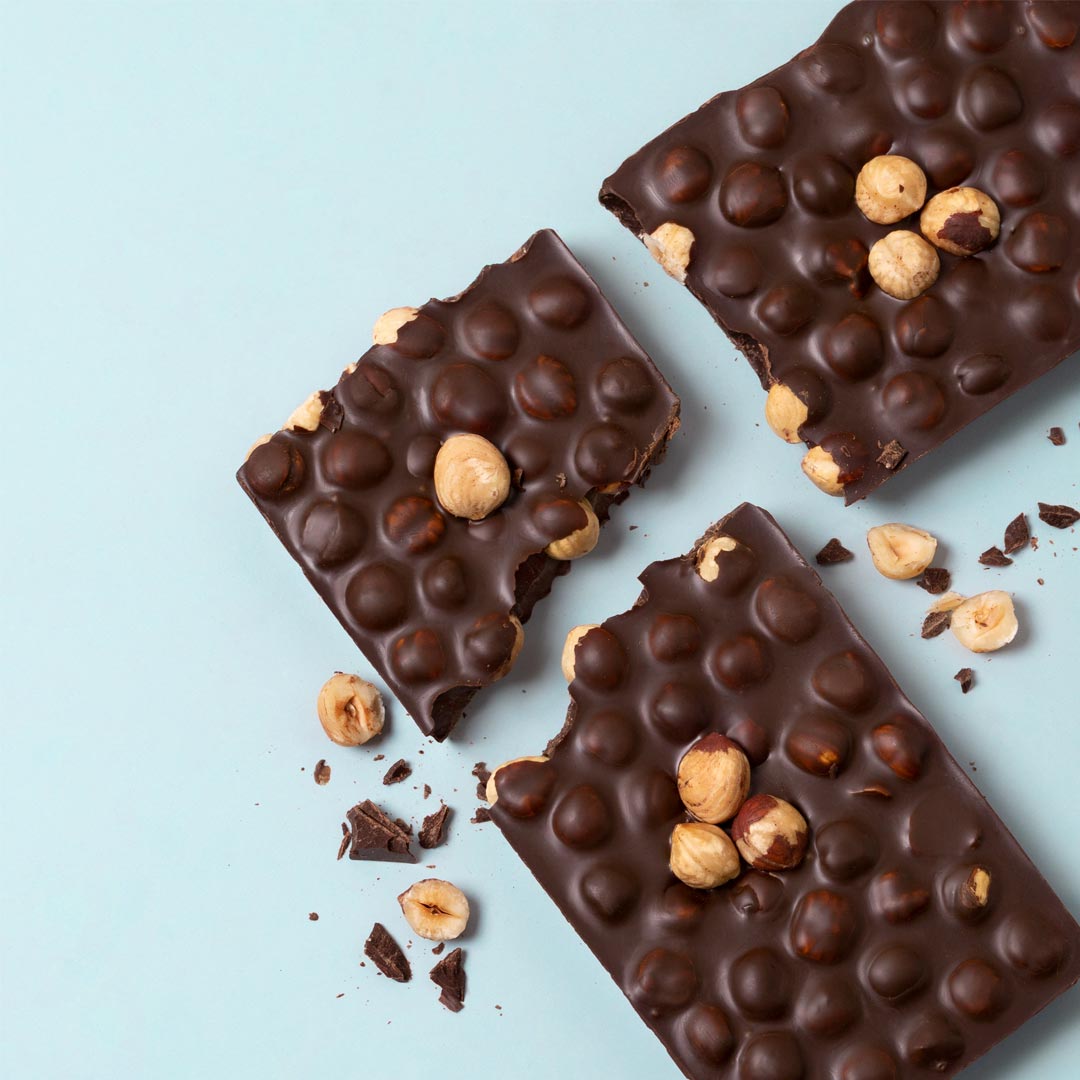 Turron choco avellana sin azucar 300g en formato a granel.