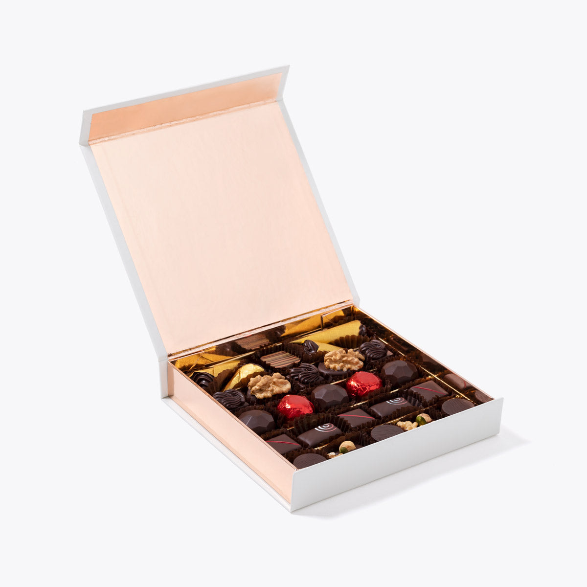 Bombones negros caja 300g, disponible en presentación a granel.