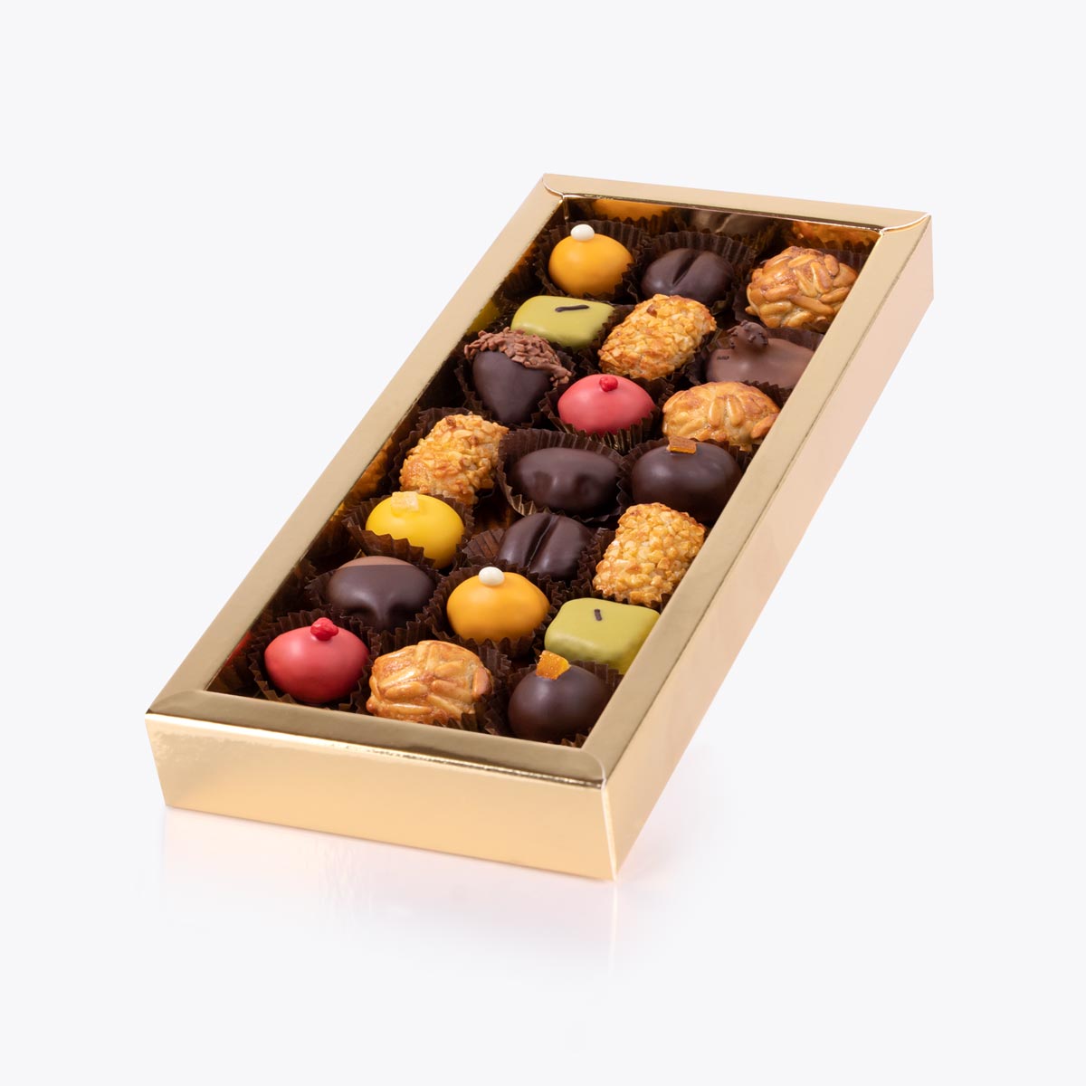 Panellets variados caja regalo 21 uds en formato a granel.