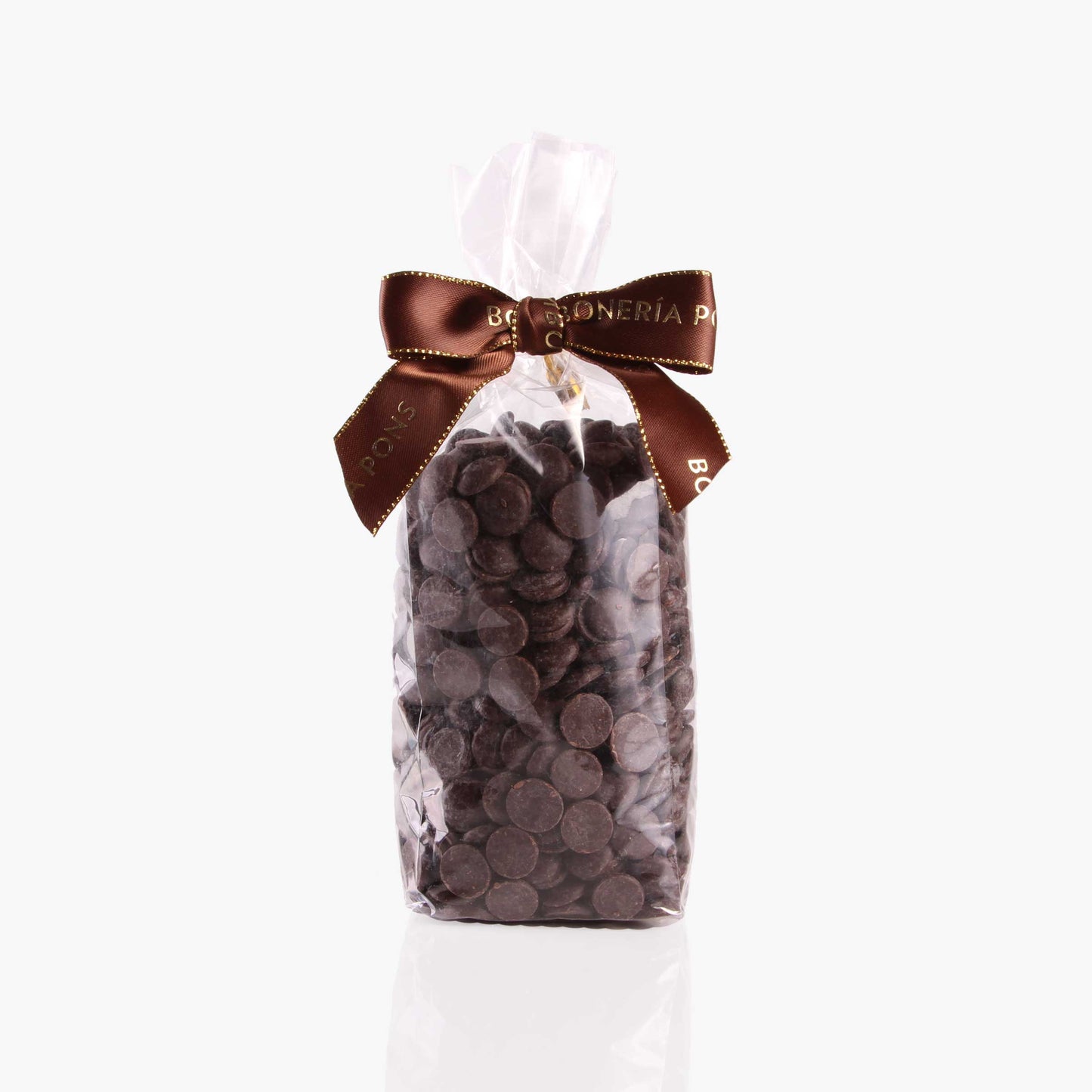 Gotas chocolate negro 70 bolsa 250g en formato a granel.