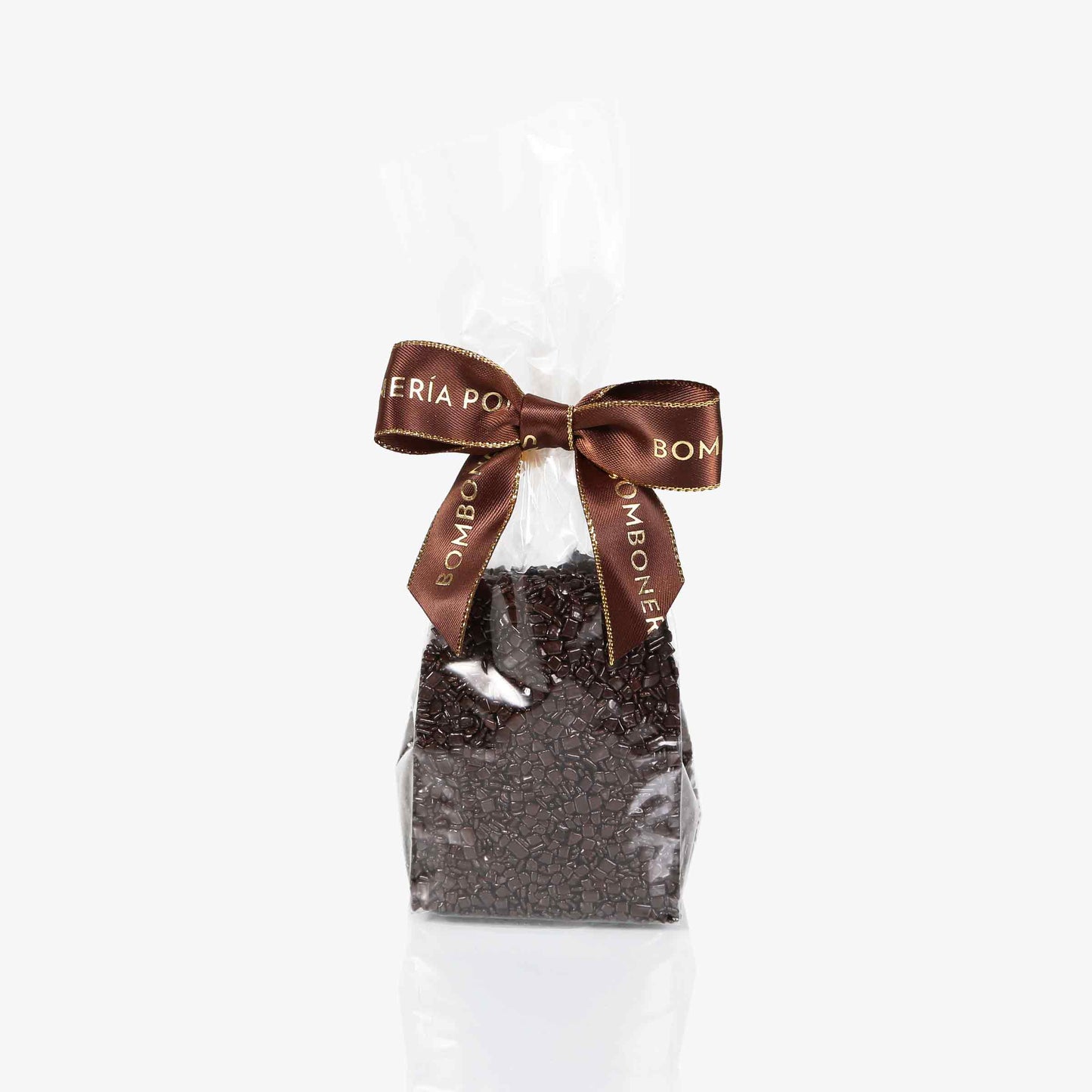 Escamas de chocolate bolsa 250g, disponible en presentación a granel.