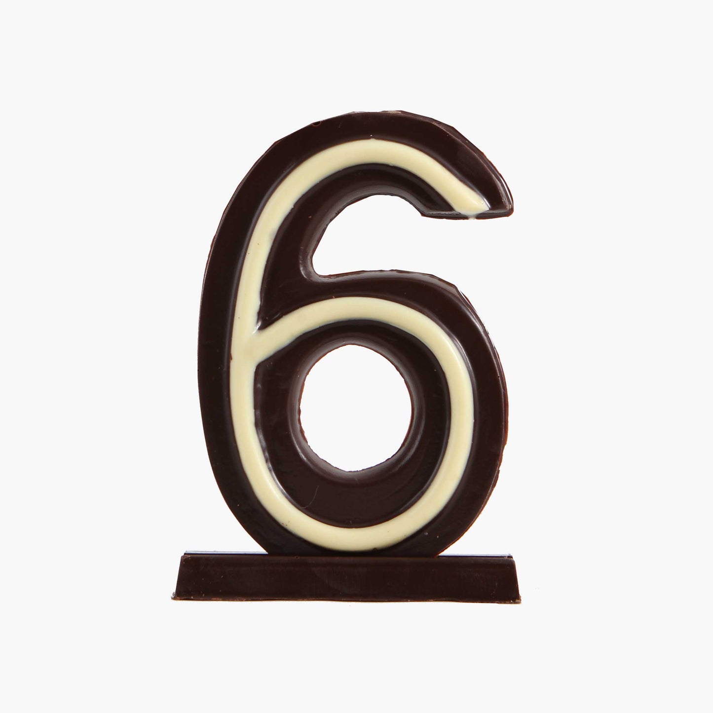 Vela cumpleanos de chocolate n6, presentación a granel.