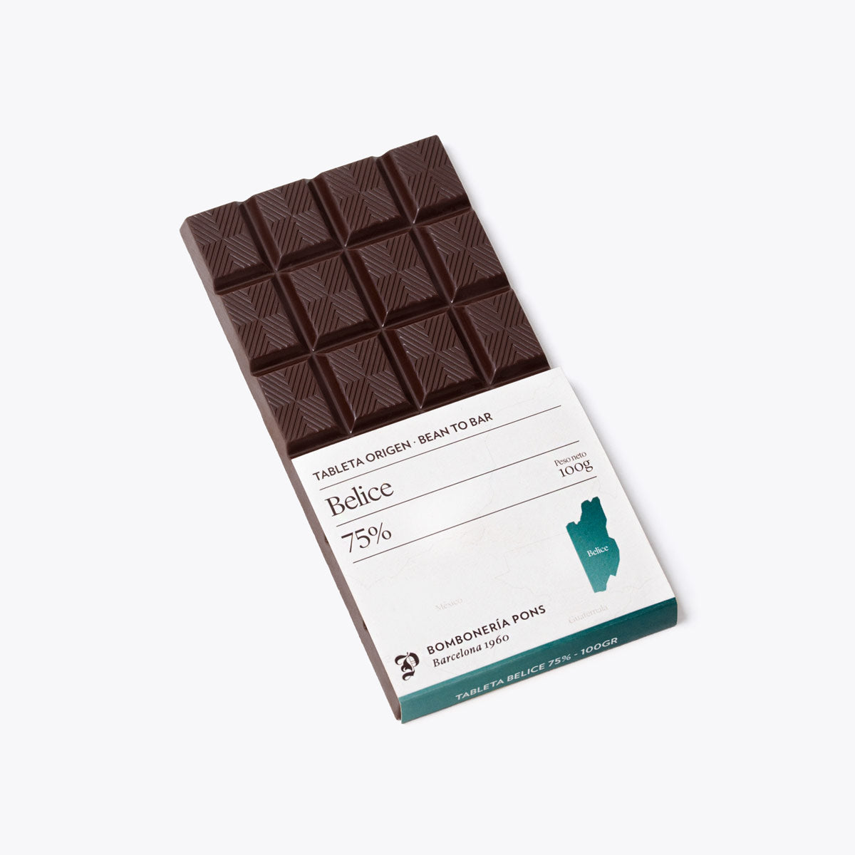 Belize - 75% dark chocolate bar - 100g